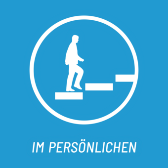 Icon eines Menschen auf einer Treppe